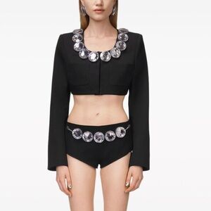 AREA Crystal Embellished cripped jacked